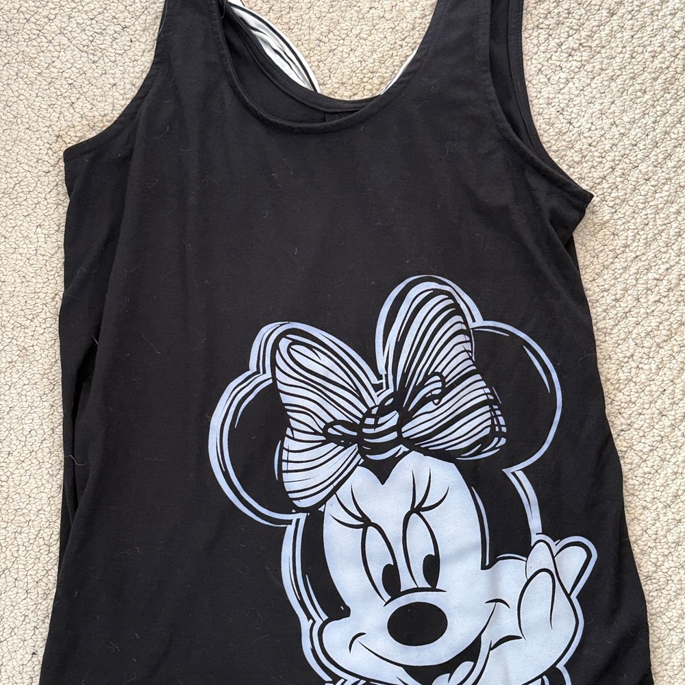 Disney-  Black Tank with Minnie Mouse Graphic, split back